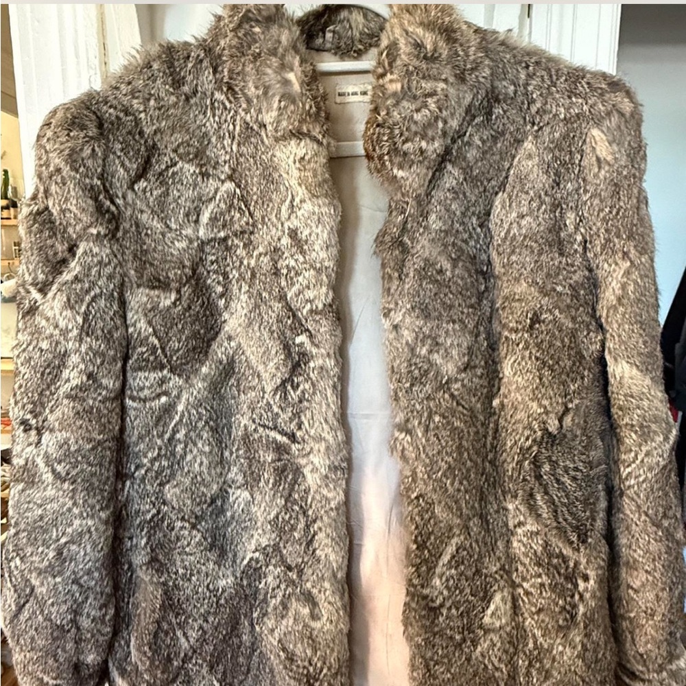 Rabbit fur jacket winter coat vintage Mob Wives Wife Formal Dress Up Luxurious